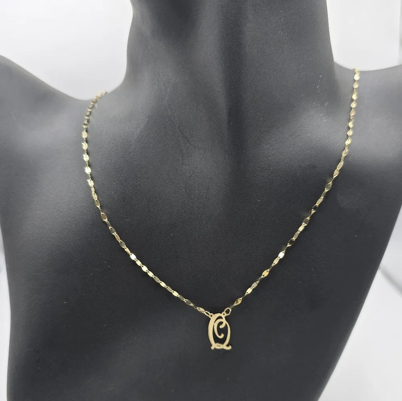 JTV Jewelry - 10K Yellow Gold 1.2 mm Initial Q Necklace 18 in
